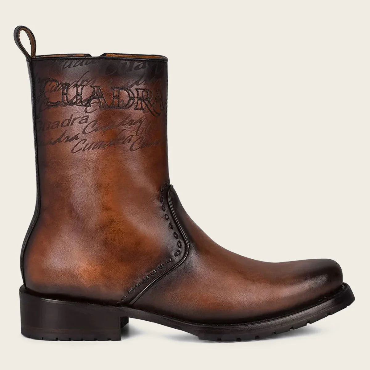 Cuadra Men's Embroidery and Engraved Dress Boot CU625 - Satro Castano