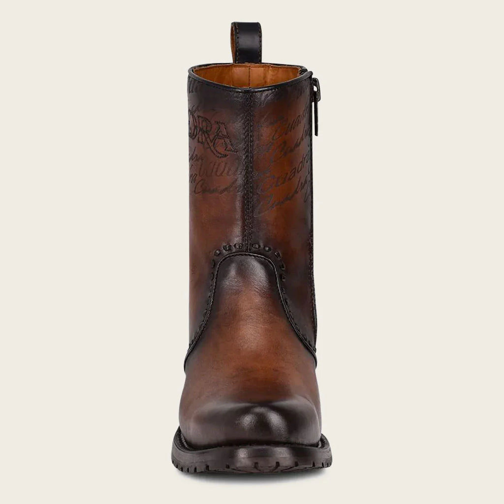Cuadra Men's Embroidery and Engraved Dress Boot CU625 - Satro Castano