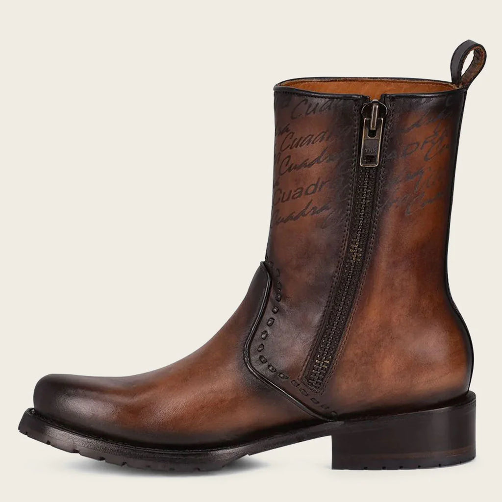 Cuadra Men's Embroidery and Engraved Dress Boot CU625 - Satro Castano