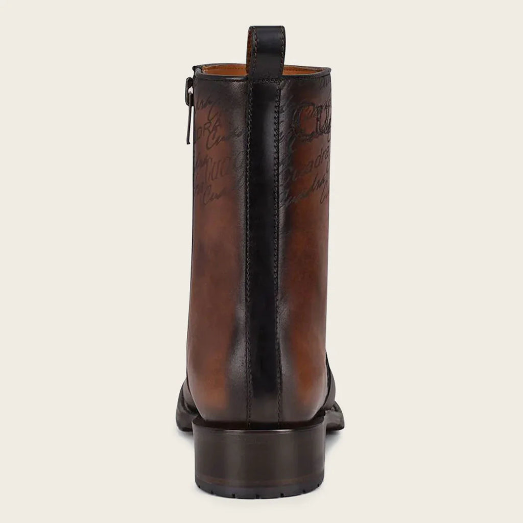 Cuadra Men's Embroidery and Engraved Dress Boot CU625 - Satro Castano