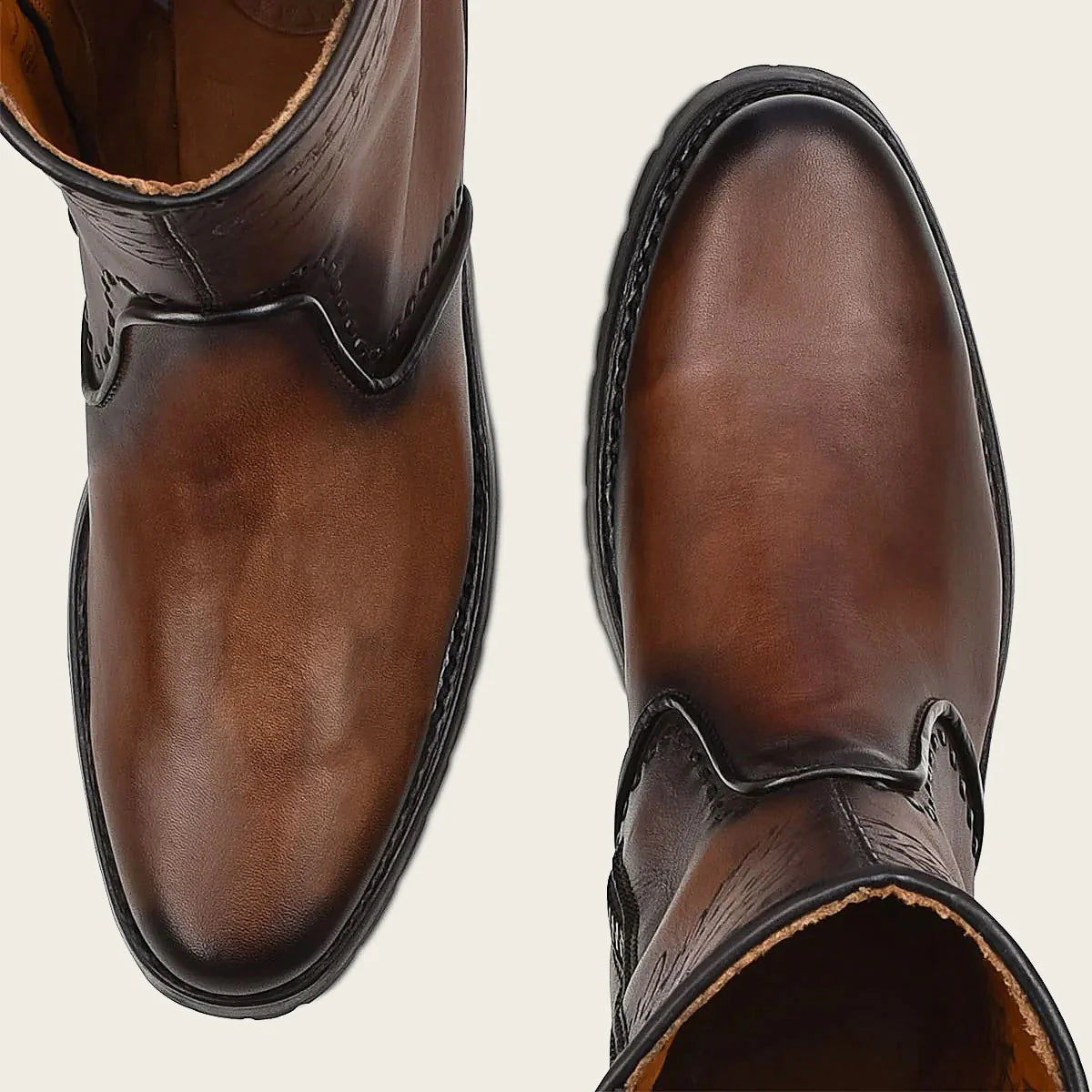 Cuadra Men's Embroidery and Engraved Dress Boot CU625 - Satro Castano