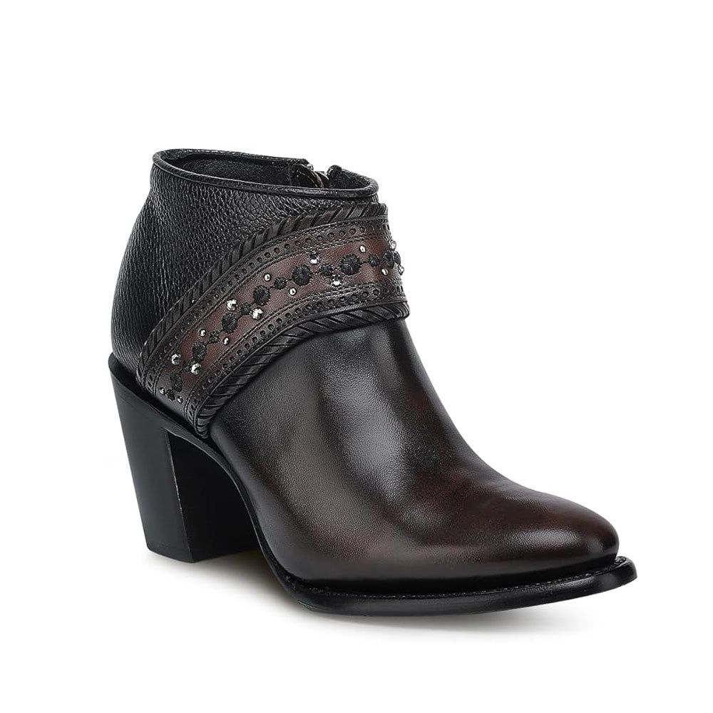 Cuadra Women's Zipper and Stud Short Boot CU963 - Chocolate