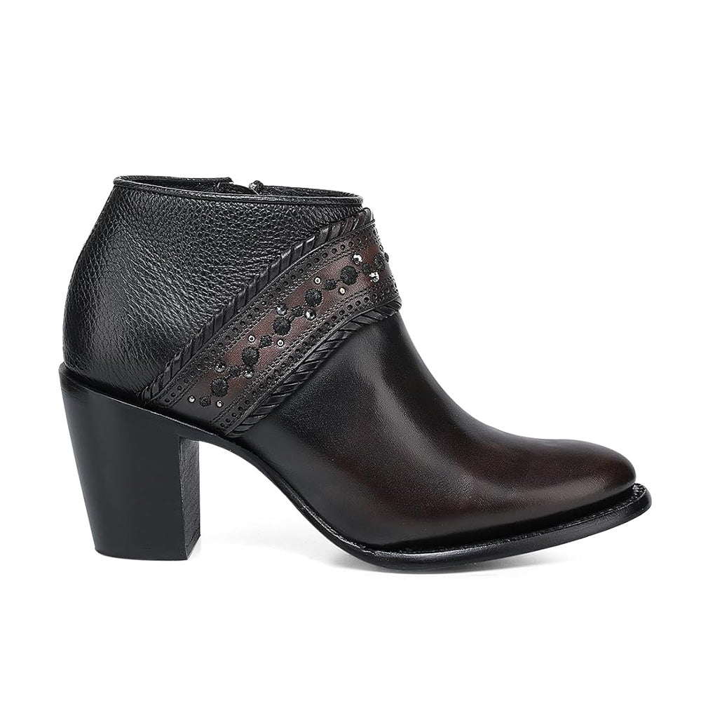 Cuadra Women's Zipper and Stud Short Boot CU963 - Chocolate
