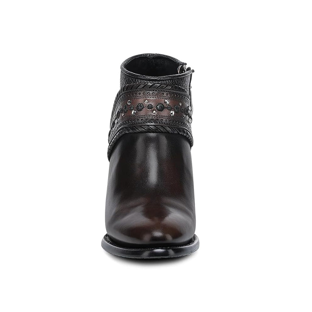 Cuadra Women's Zipper and Stud Short Boot CU963 - Chocolate