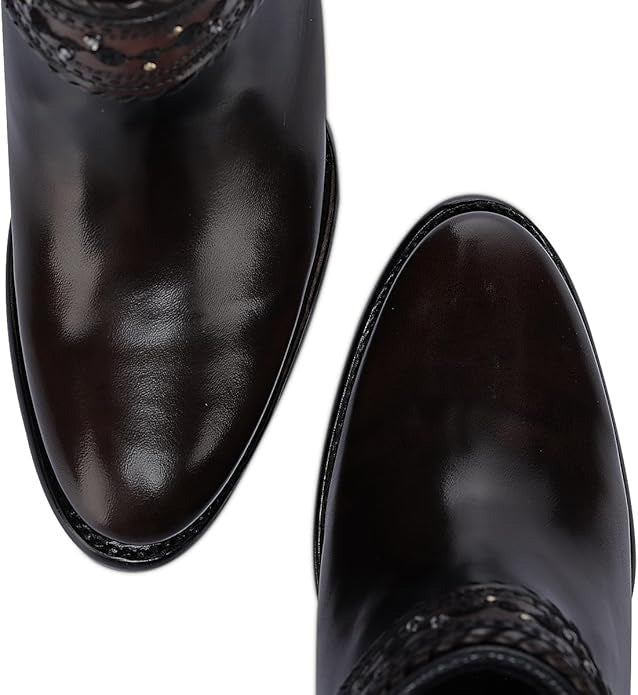 Cuadra Women's Zipper and Stud Short Boot CU963 - Chocolate