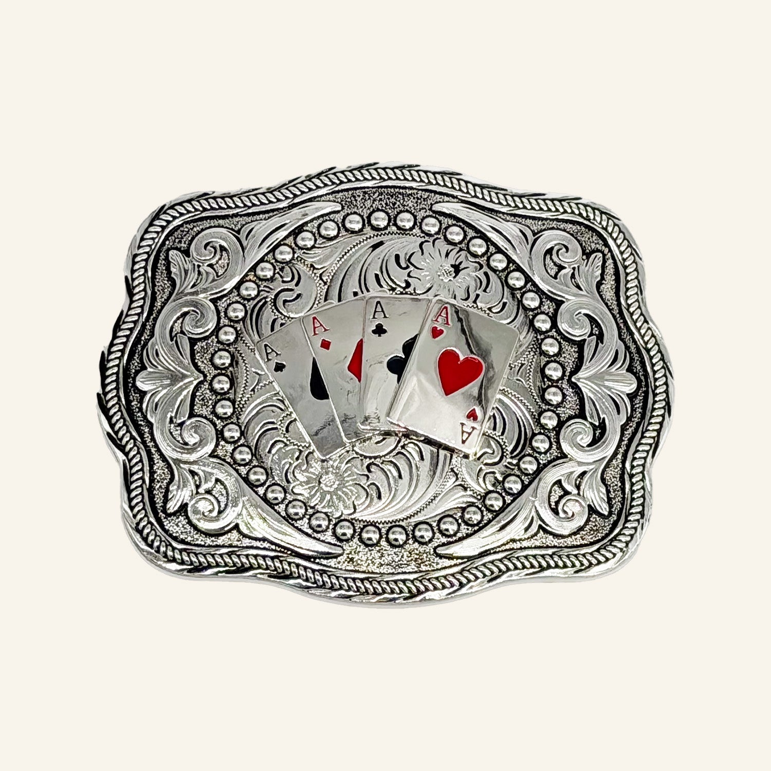 Aces Silver Cowboy Buckle CB04