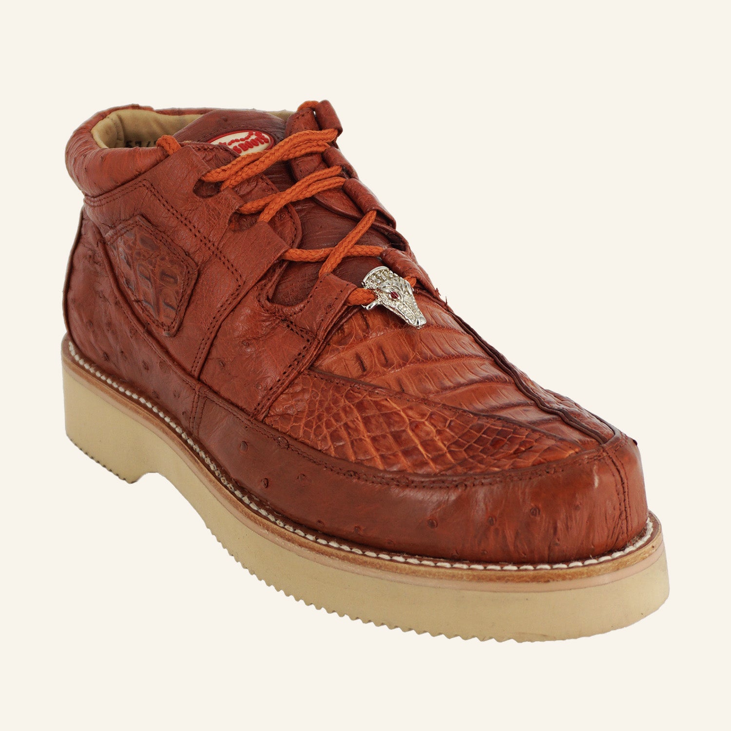 Los Altos Caiman/Ostrich Casual Shoes ZA050203 - Cognac