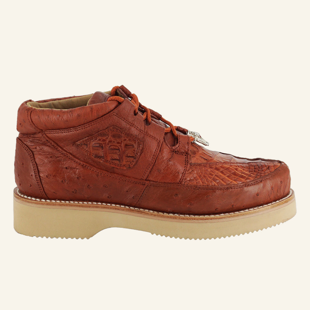 Los Altos Caiman/Ostrich Casual Shoes ZA050203 - Cognac