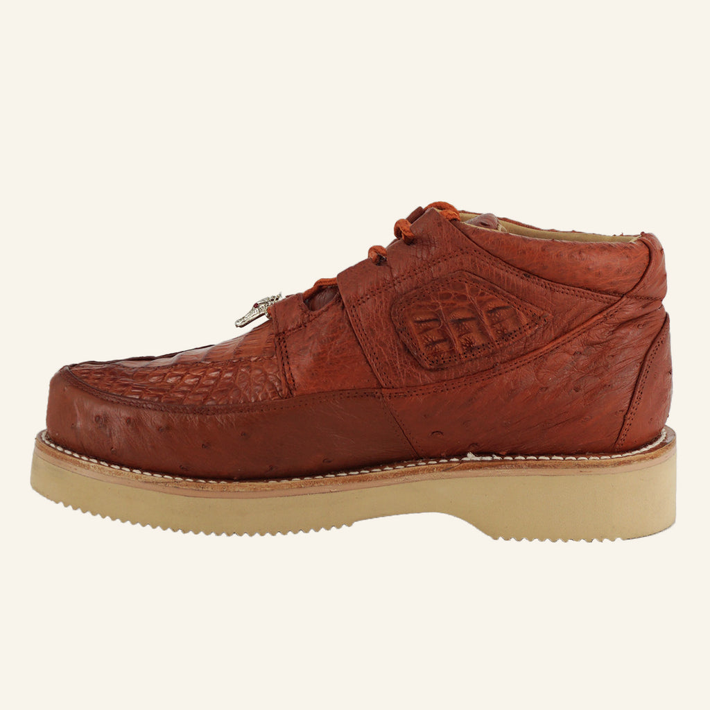 Los Altos Caiman/Ostrich Casual Shoes ZA050203 - Cognac