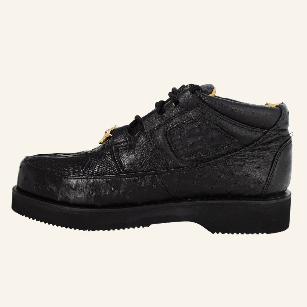Los Altos Caiman/Ostrich Casual Shoes ZA050205 - Black