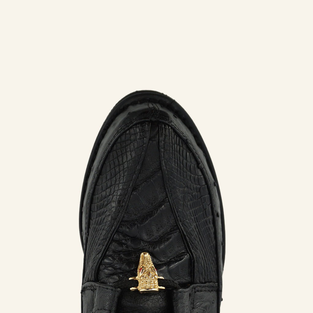 Los Altos Caiman/Ostrich Casual Shoes ZA050205 - Black