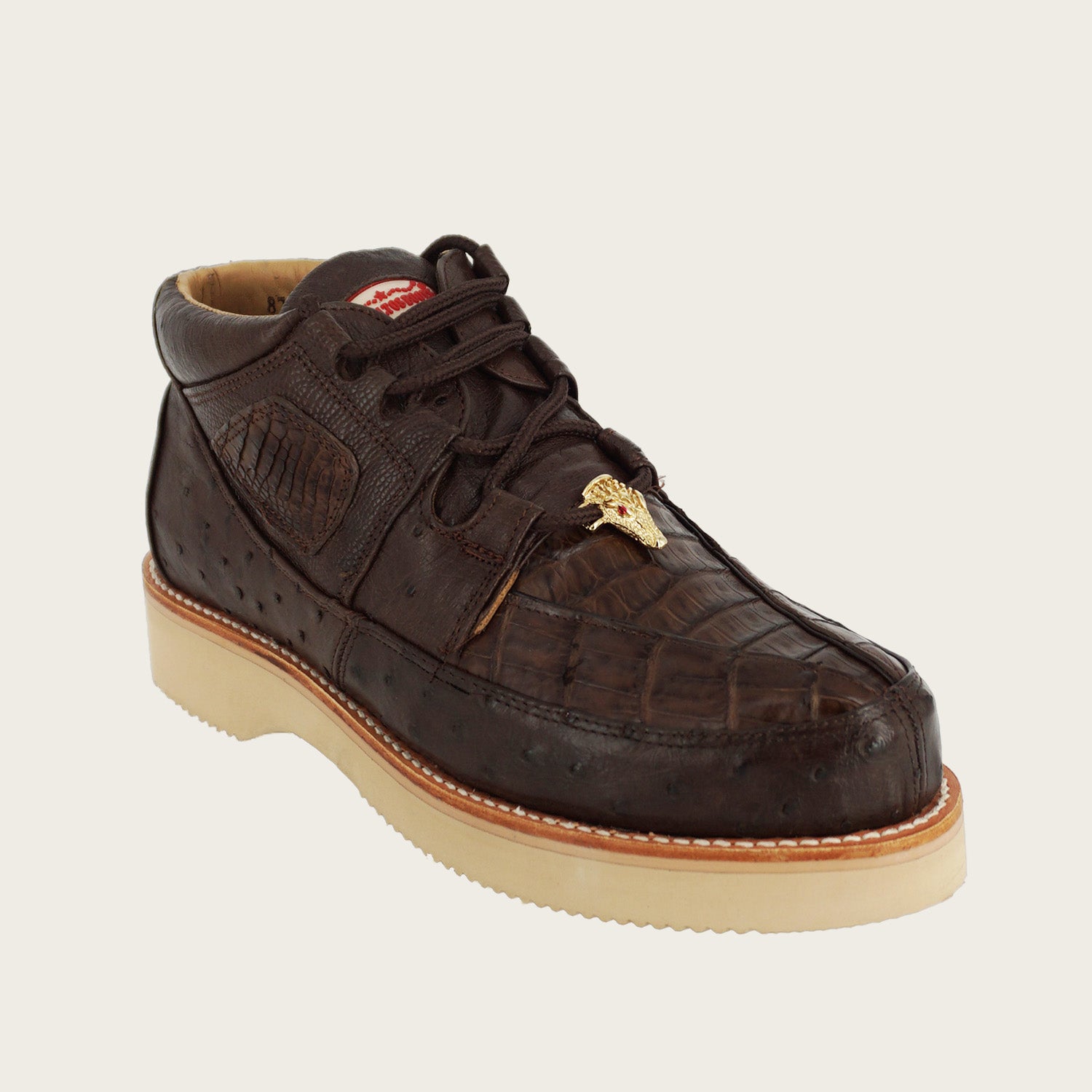 Los Altos Caiman/Ostrich Casual Shoes ZA050207 - Brown