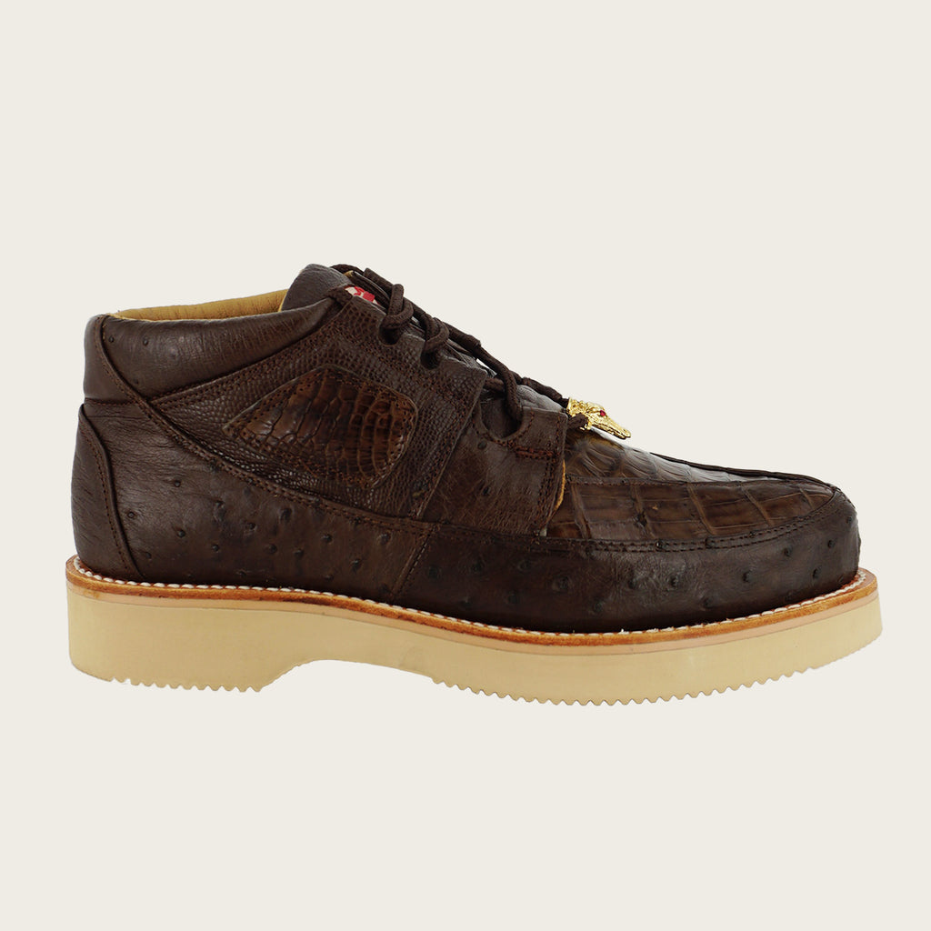 Los Altos Caiman/Ostrich Casual Shoes ZA050207 - Brown