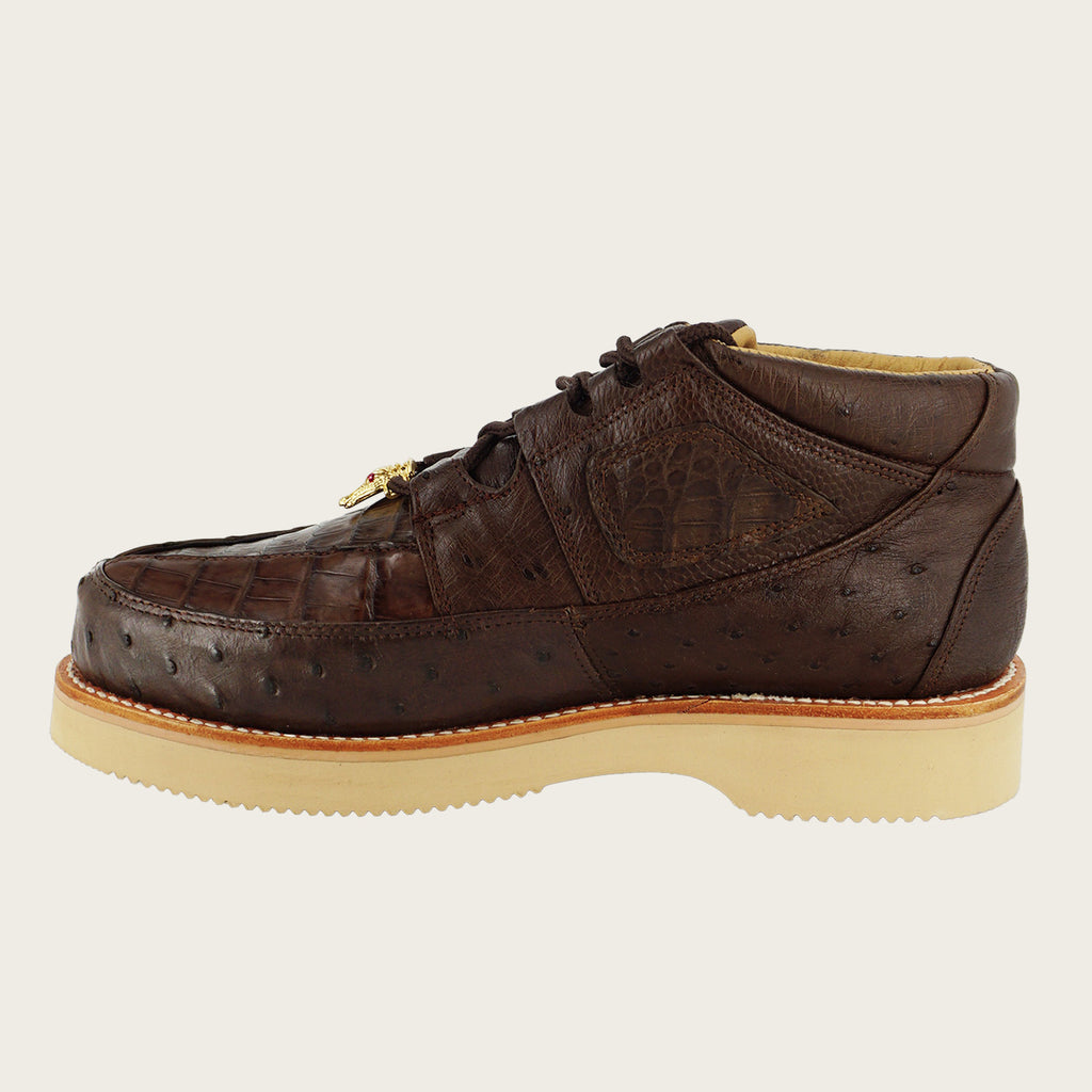 Los Altos Caiman/Ostrich Casual Shoes ZA050207 - Brown