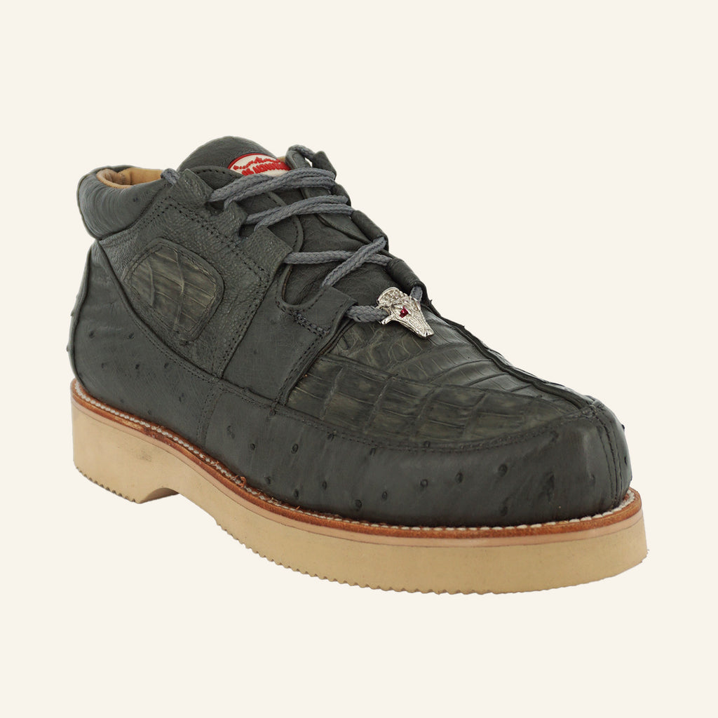Los Altos Caiman/Ostrich Casual Shoes ZA050209 - Gray