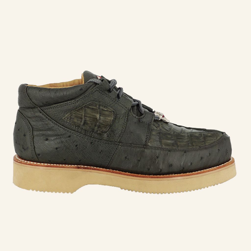 Los Altos Caiman/Ostrich Casual Shoes ZA050209 - Gray