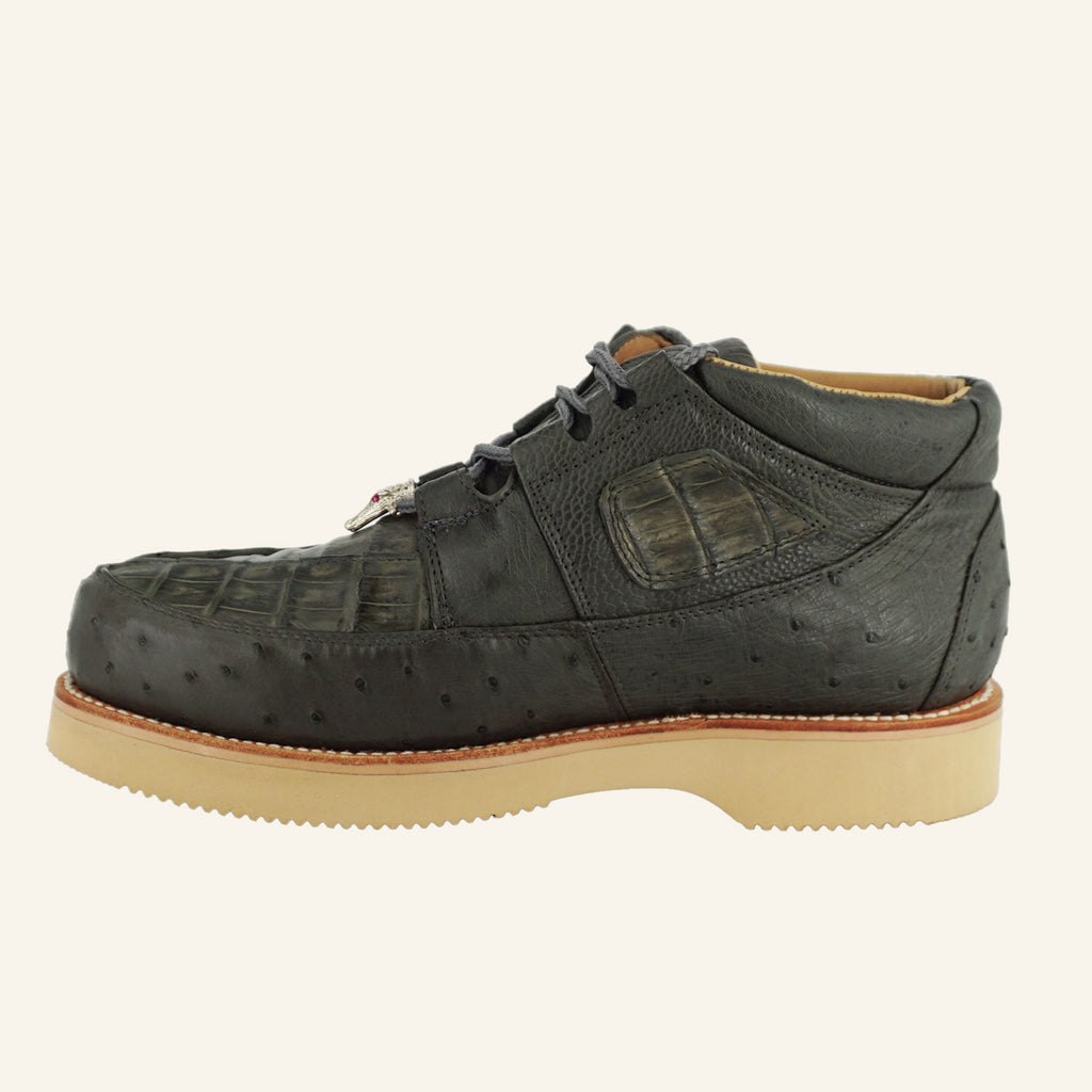 Los Altos Caiman/Ostrich Casual Shoes ZA050209 - Gray