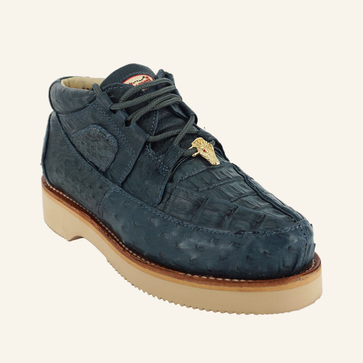 Los Altos Caiman/Ostrich Casual Shoes ZA050214 - Blue Jean