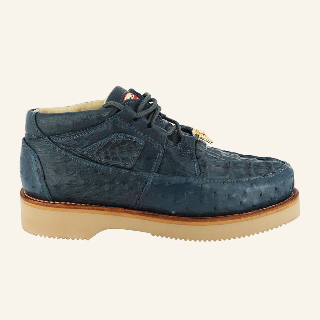 Los Altos Caiman/Ostrich Casual Shoes ZA050214 - Blue Jean