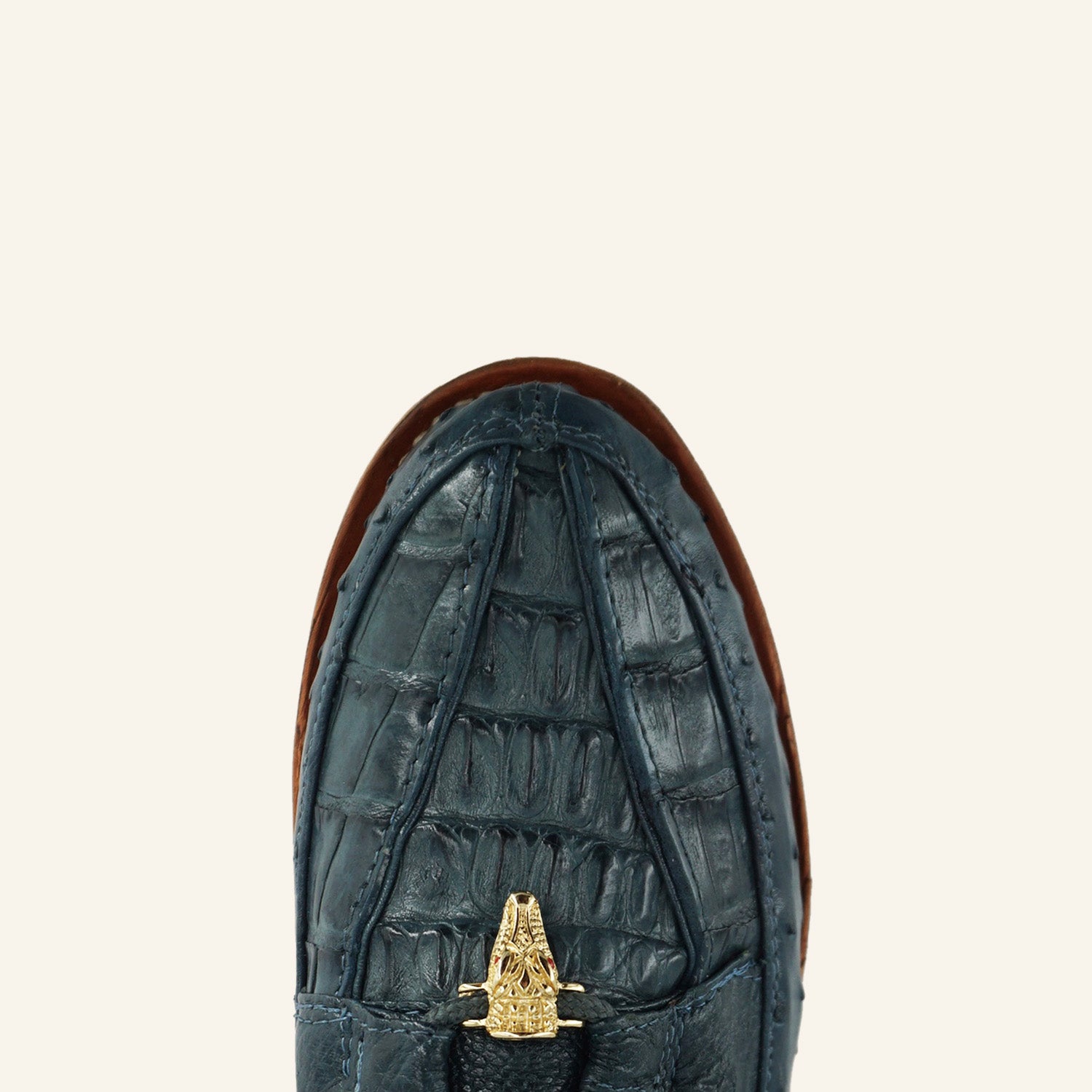 Los Altos Caiman/Ostrich Casual Shoes ZA050214 - Blue Jean