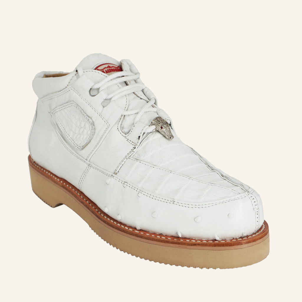 Los Altos Caiman/Ostrich Casual Shoes ZA050228 - White