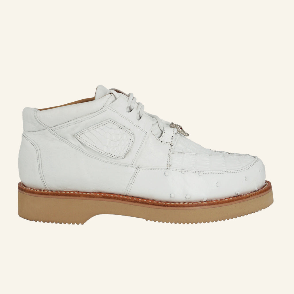 Los Altos Caiman/Ostrich Casual Shoes ZA050228 - White