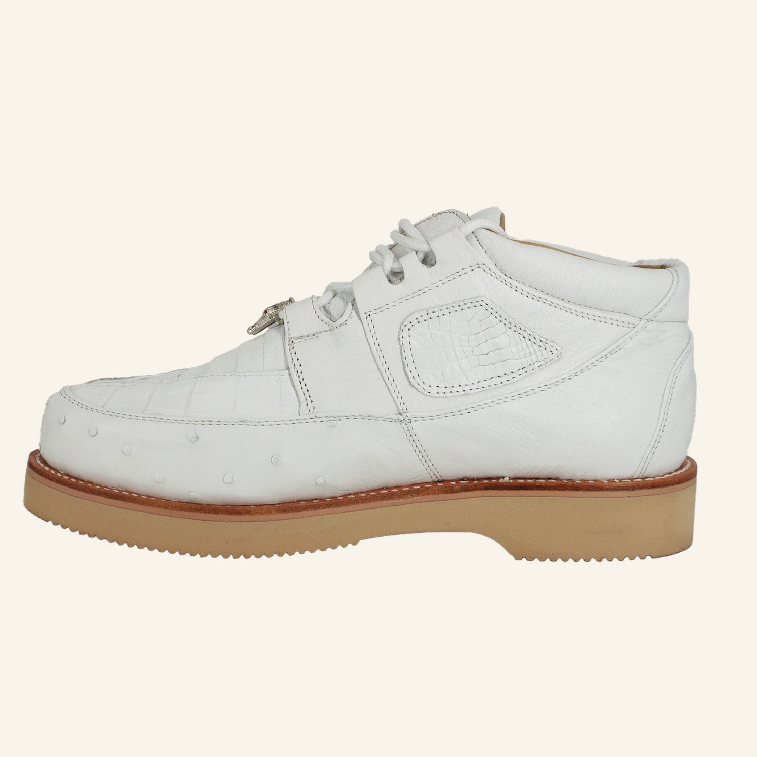Los Altos Caiman/Ostrich Casual Shoes ZA050228 - White