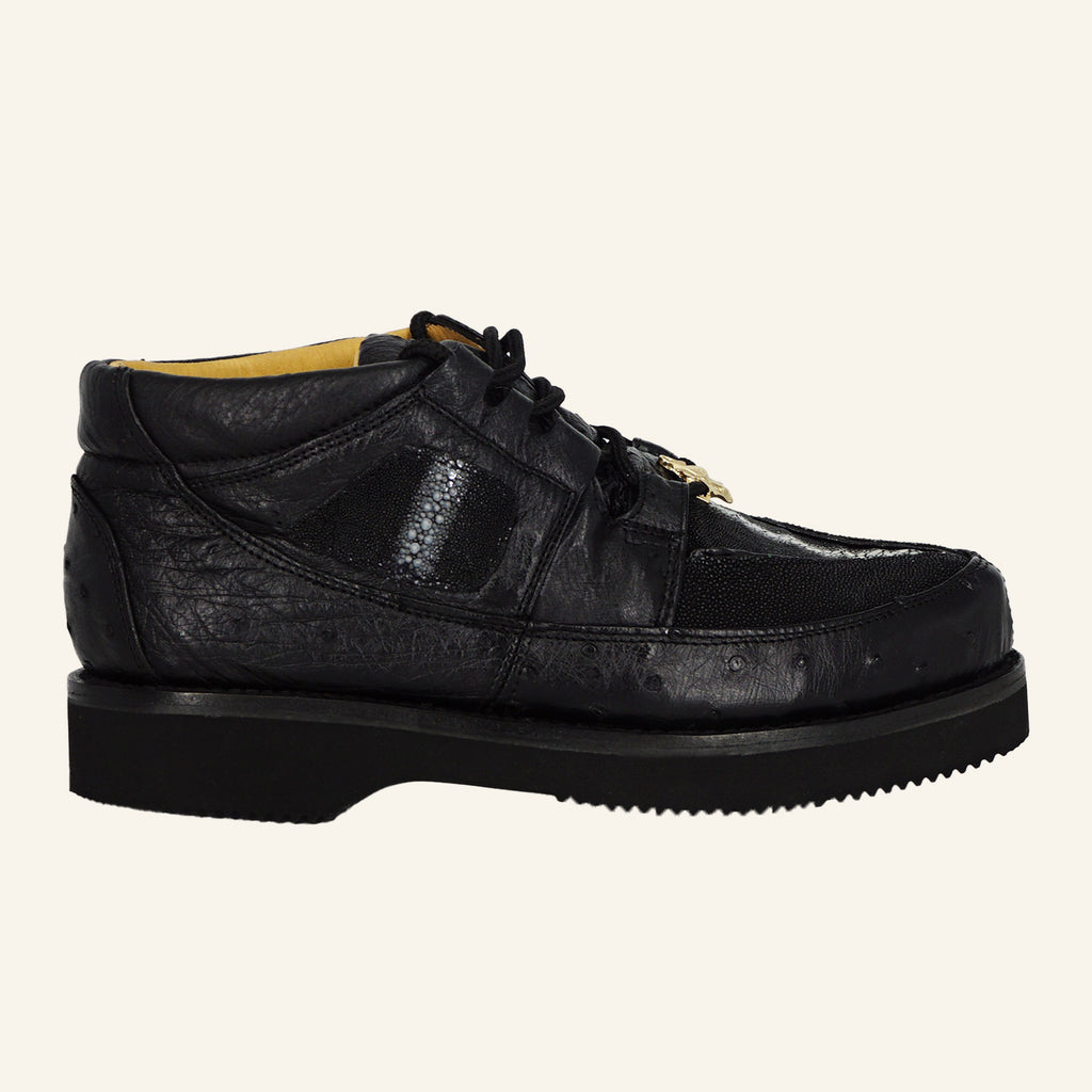 Los Altos Stingray Rowstone/Ostrich Casual Shoes ZA051105 - Black