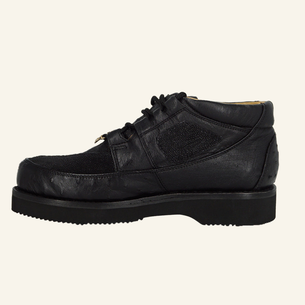 Los Altos Stingray Rowstone/Ostrich Casual Shoes ZA051105 - Black