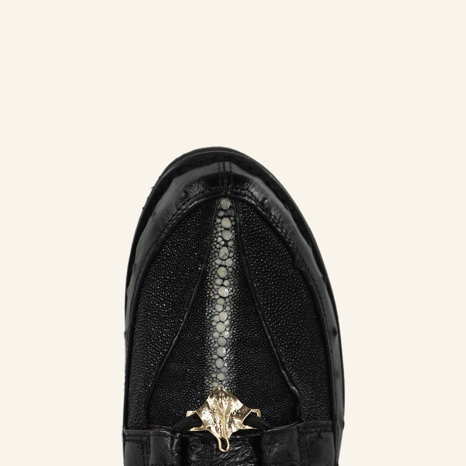 Los Altos Stingray Rowstone/Ostrich Casual Shoes ZA051105 - Black