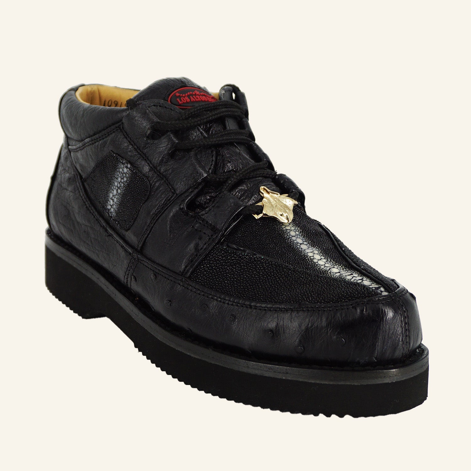 Los Altos Stingray Rowstone/Ostrich Casual Shoes ZA051105 - Black