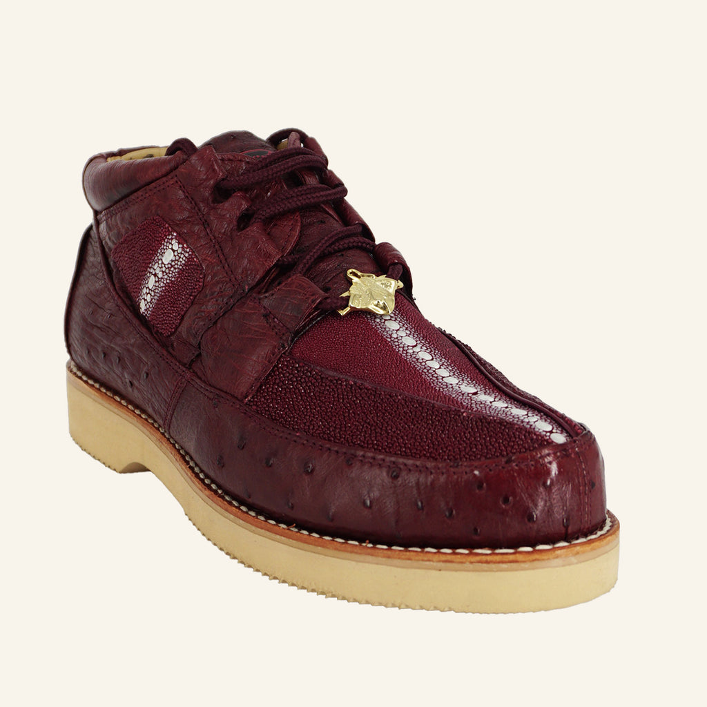 Los Altos Stingray Rowstone/Ostrich Casual Shoes ZA051106 - Burgundy