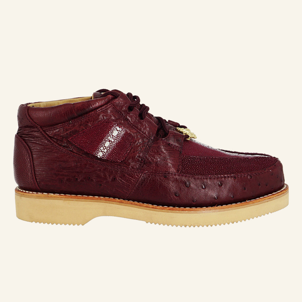 Los Altos Stingray Rowstone/Ostrich Casual Shoes ZA051106 - Burgundy