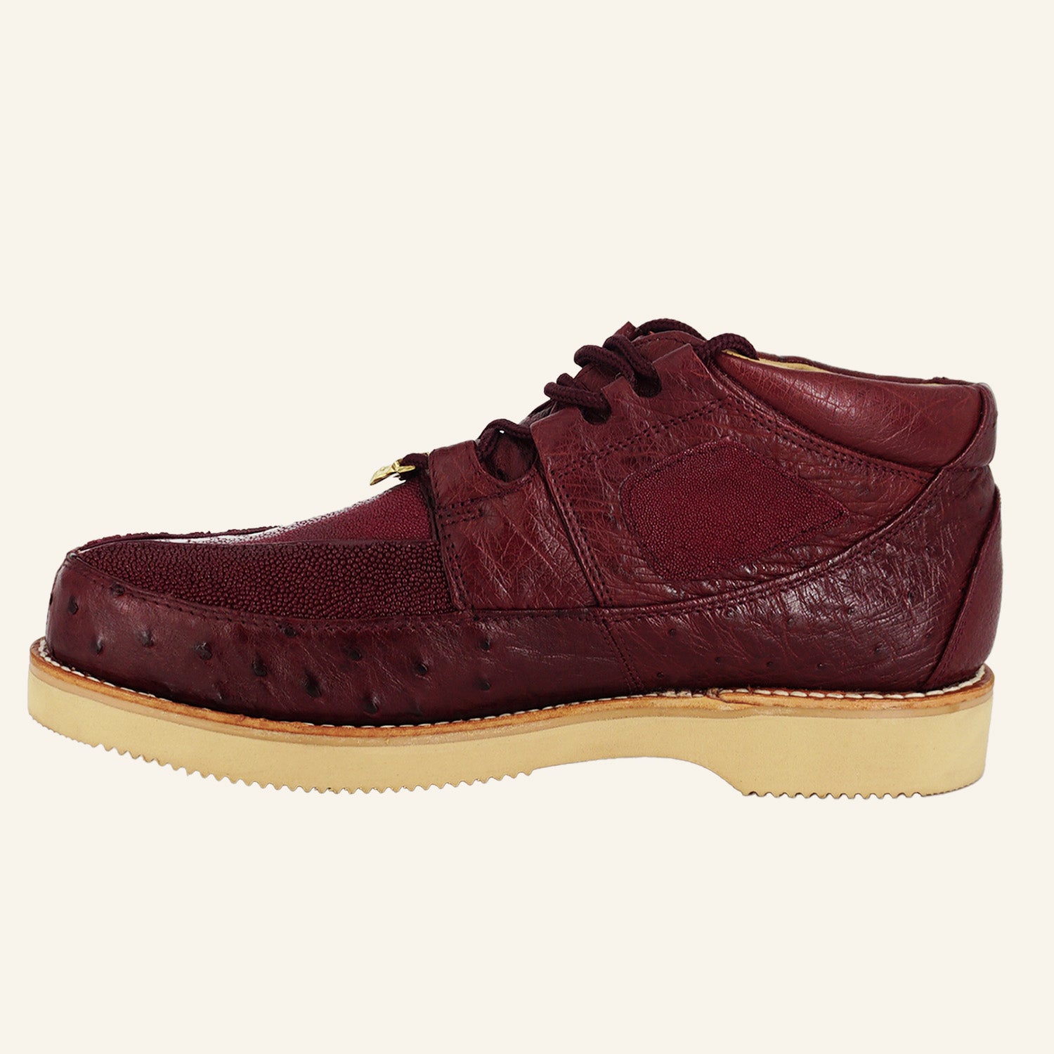Los Altos Stingray Rowstone/Ostrich Casual Shoes ZA051106 - Burgundy