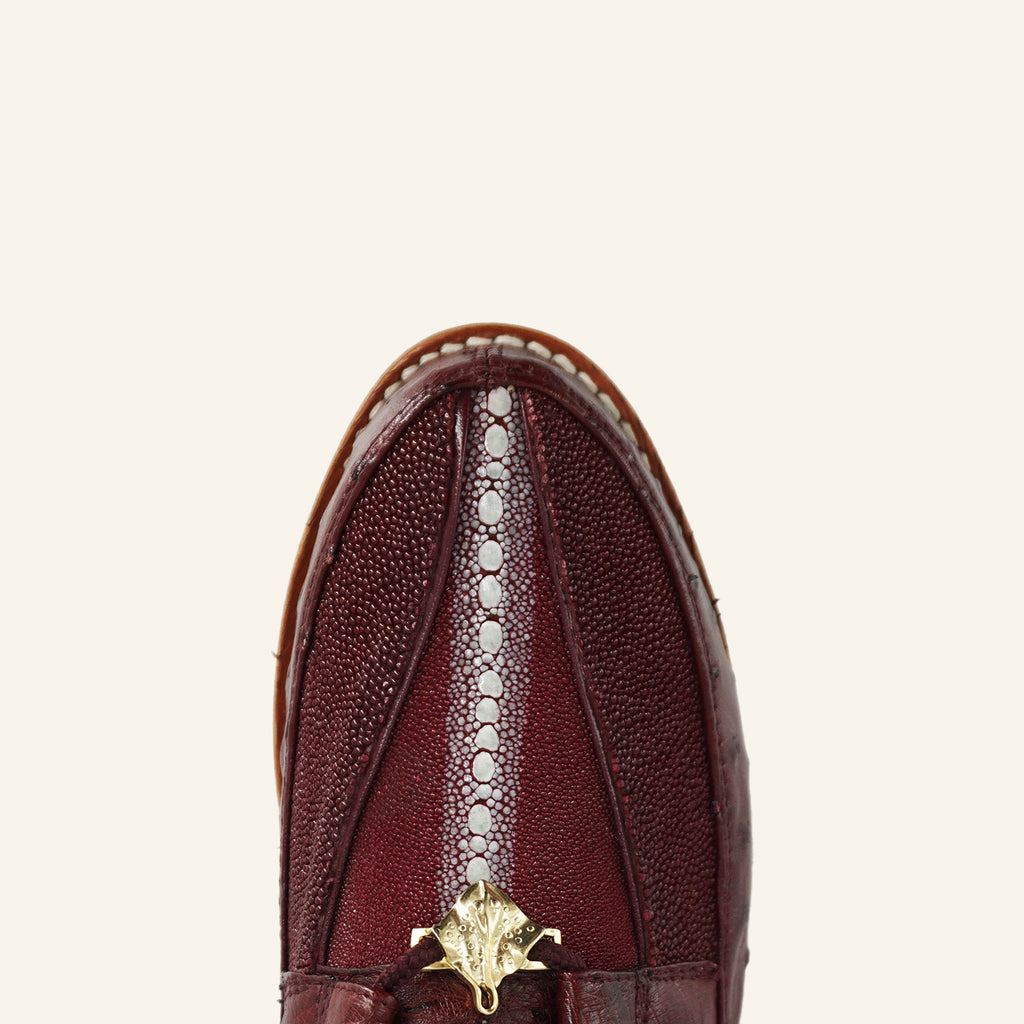 Los Altos Stingray Rowstone/Ostrich Casual Shoes ZA051106 - Burgundy
