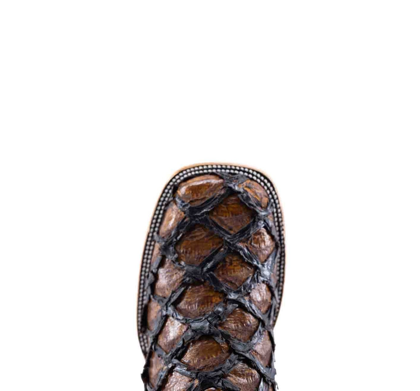 Rock'em Pirarucu Fish Print Square Toe Cowboy Boot - Honey