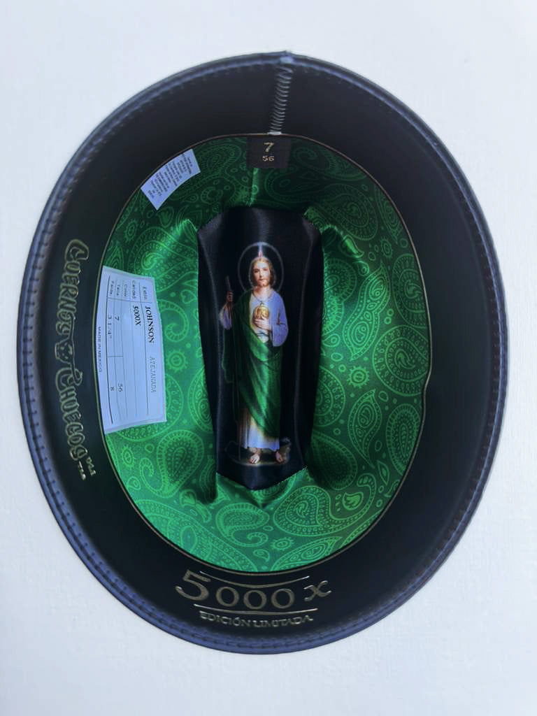 Sombrero Cuernos Chuecos 5,000x "Johnson" San Judas Atejanada  3 1/4" Brim