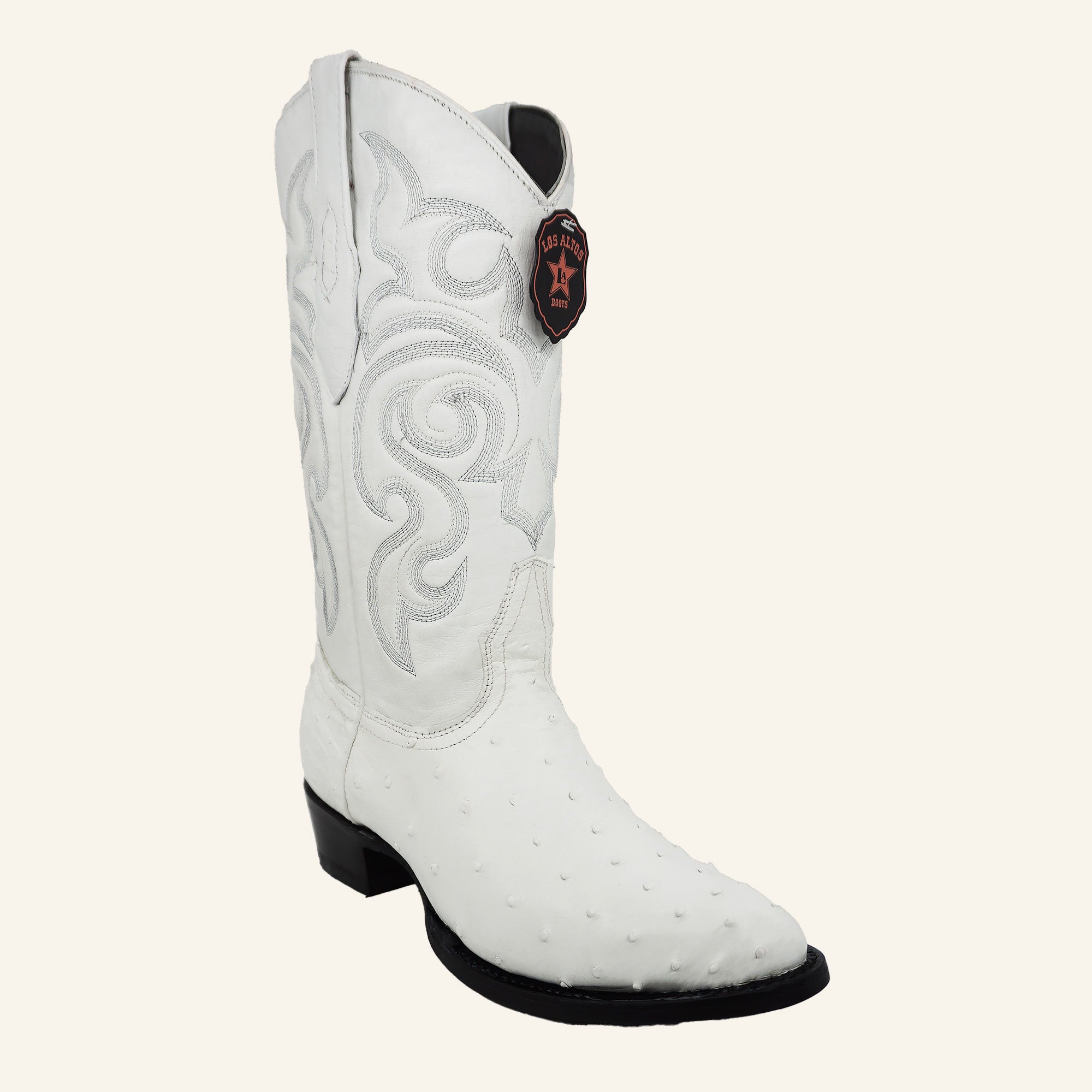 Los Altos Boots 600328 Medium R-Toe Ostrich - White