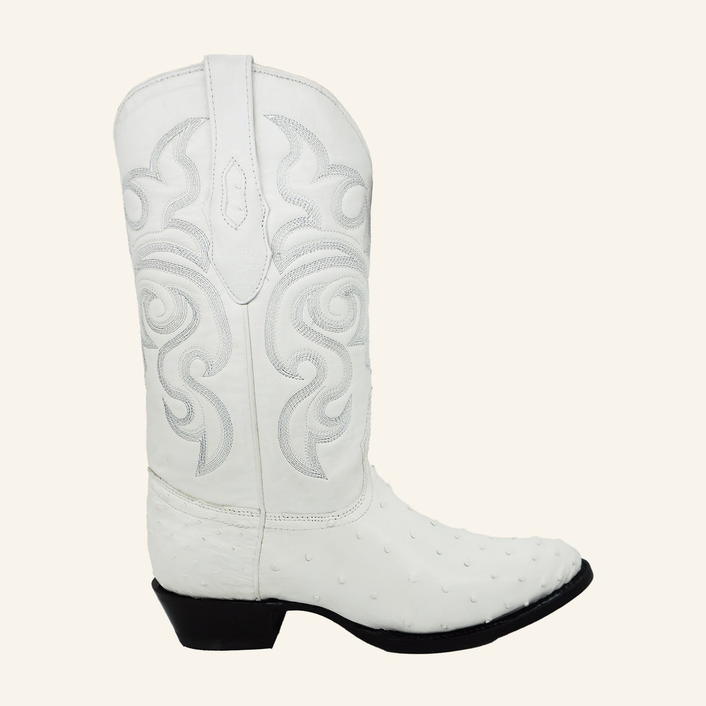 Los Altos Boots 600328 Medium R-Toe Ostrich - White