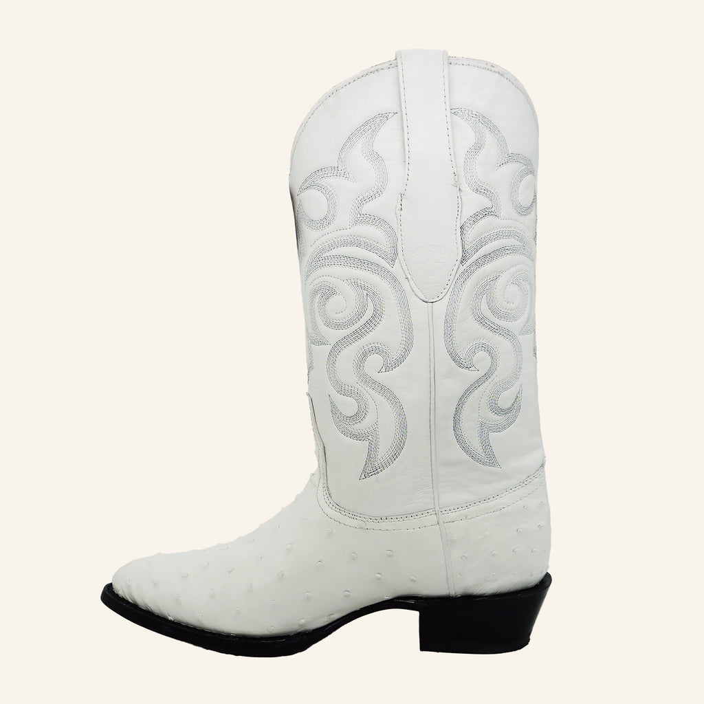 Los Altos Boots 600328 Medium R-Toe Ostrich - White