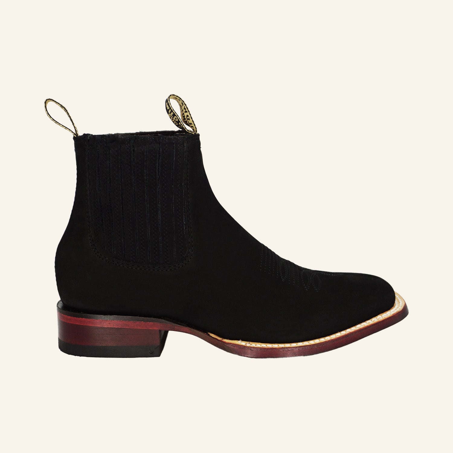 Wild West Boots Men's Wide Square Toe 82BM6305 Nobuck - Black