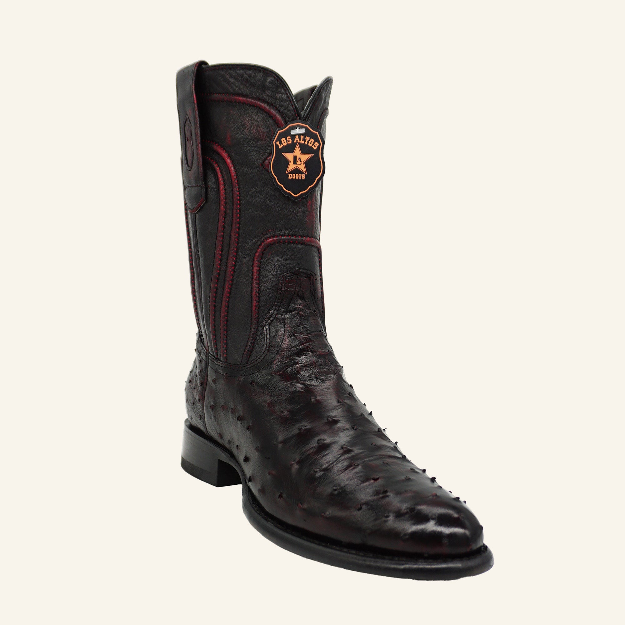 Los Altos Boots Roper Ostrich 690318 - Black Cherry
