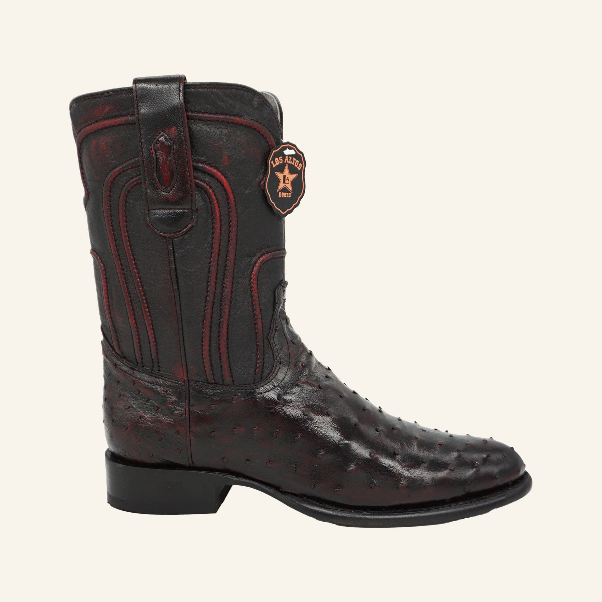 Los Altos Boots Roper Ostrich 690318 - Black Cherry