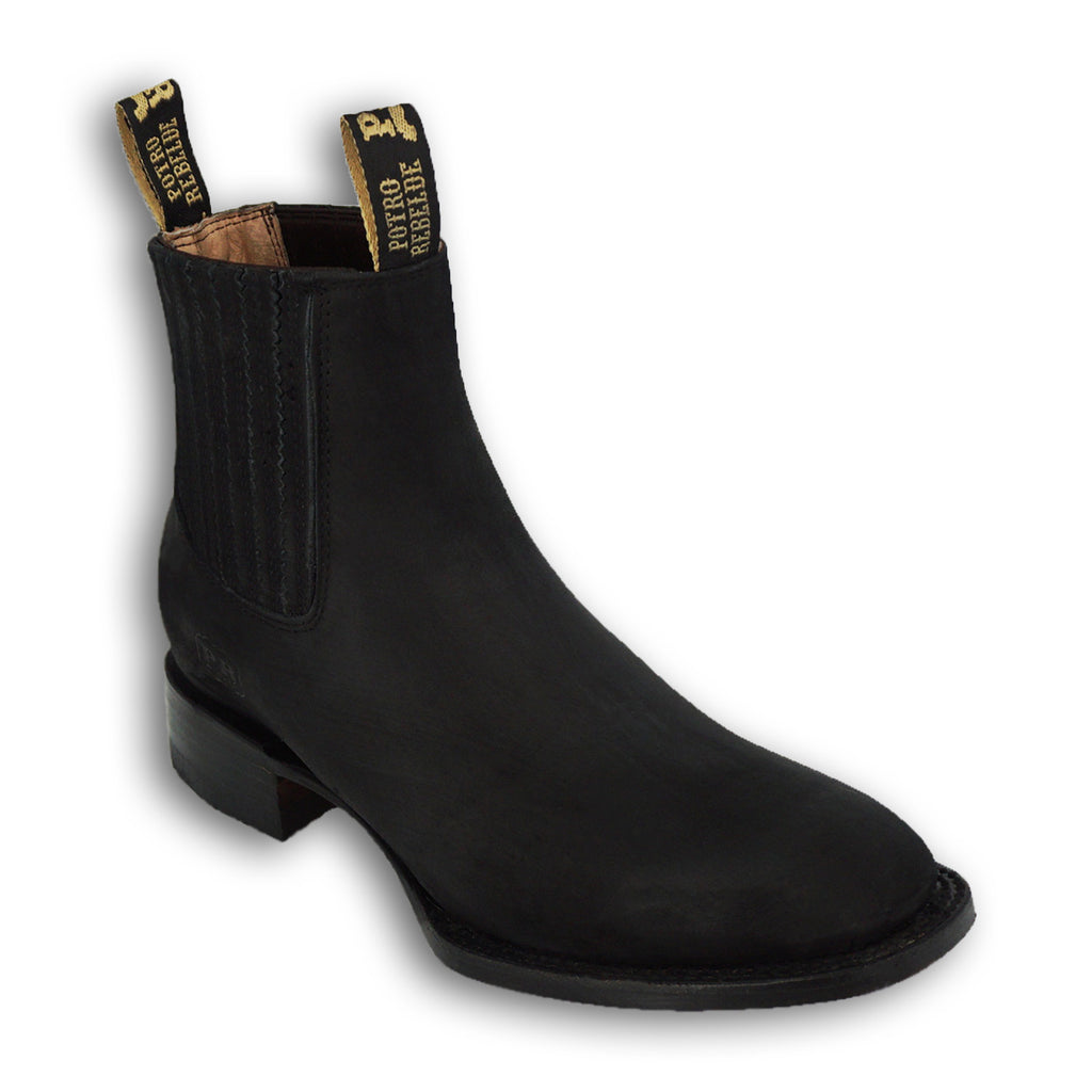 Potro Rebelde Square Toe Short Boot 720 - Nobuck Negro