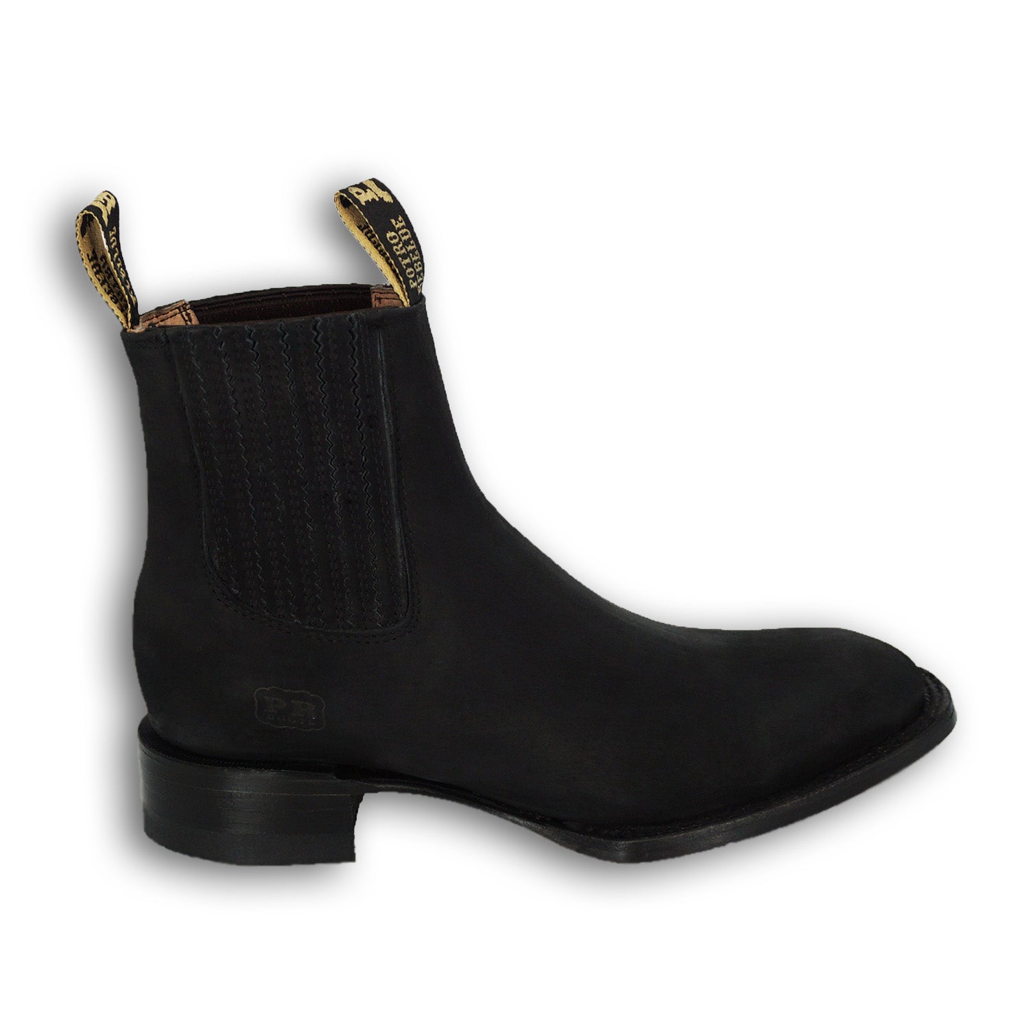 Potro Rebelde Square Toe Short Boot 720 - Nobuck Negro