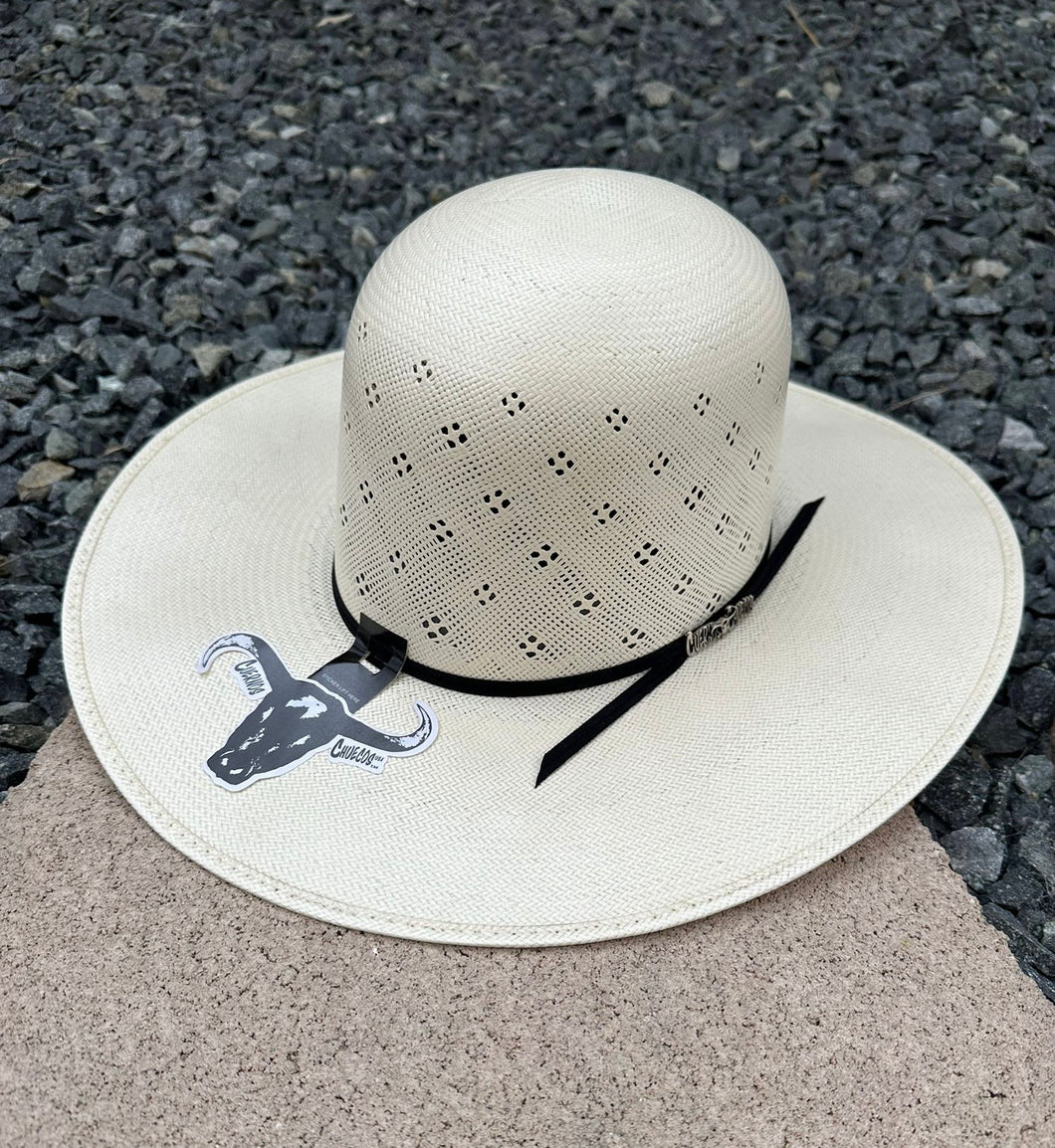 Cuernos Chuecos 100x Plano Flower Open Crown Straw Hat