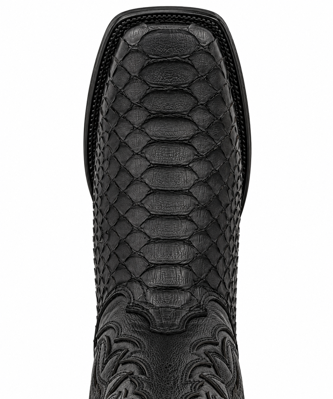 Rock'em Men's Python Print Red Bottom Cowboy Boot MR26 - Matte Black