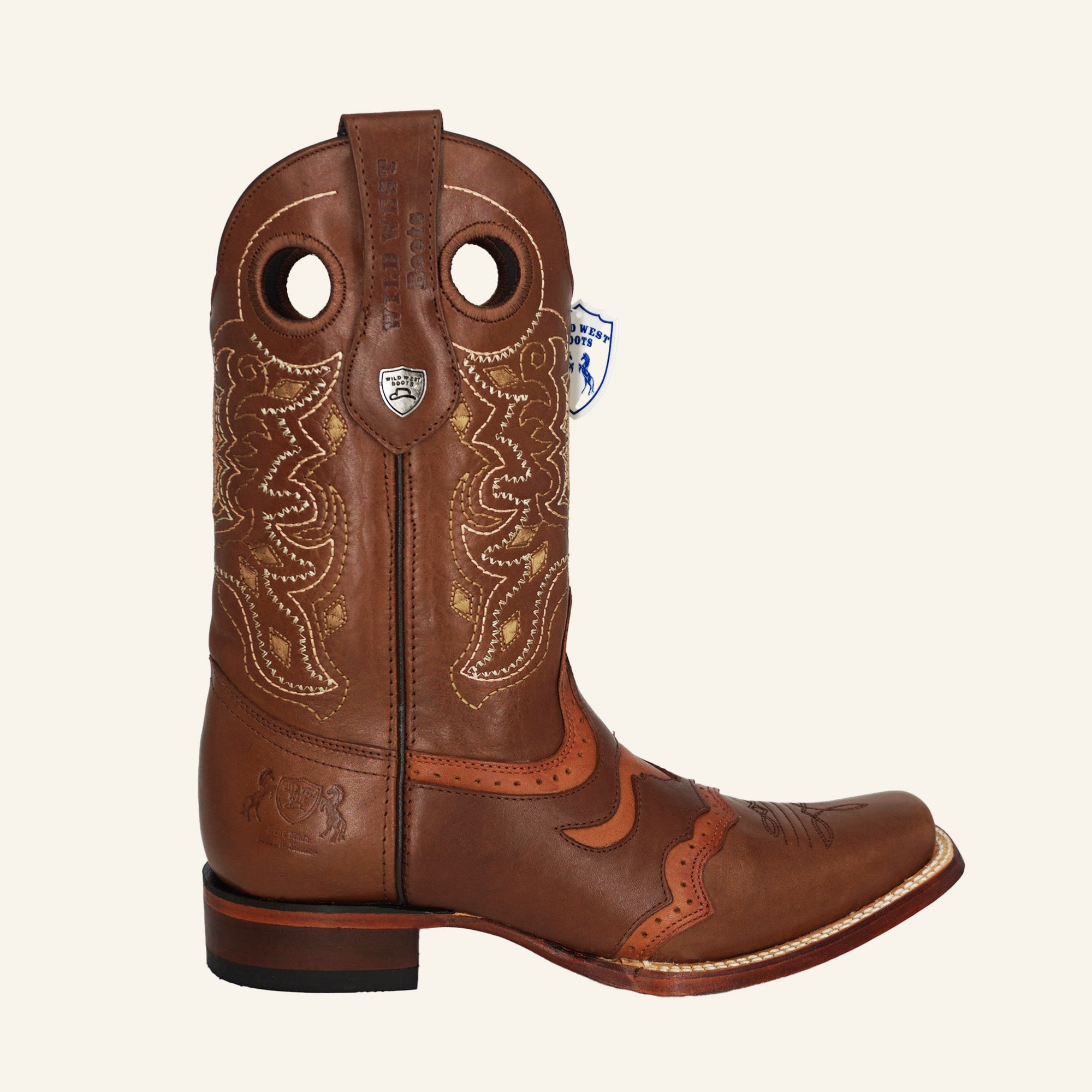Wild West Boots Rodeo Square Toe Pull Up 81TC3807 - Brown