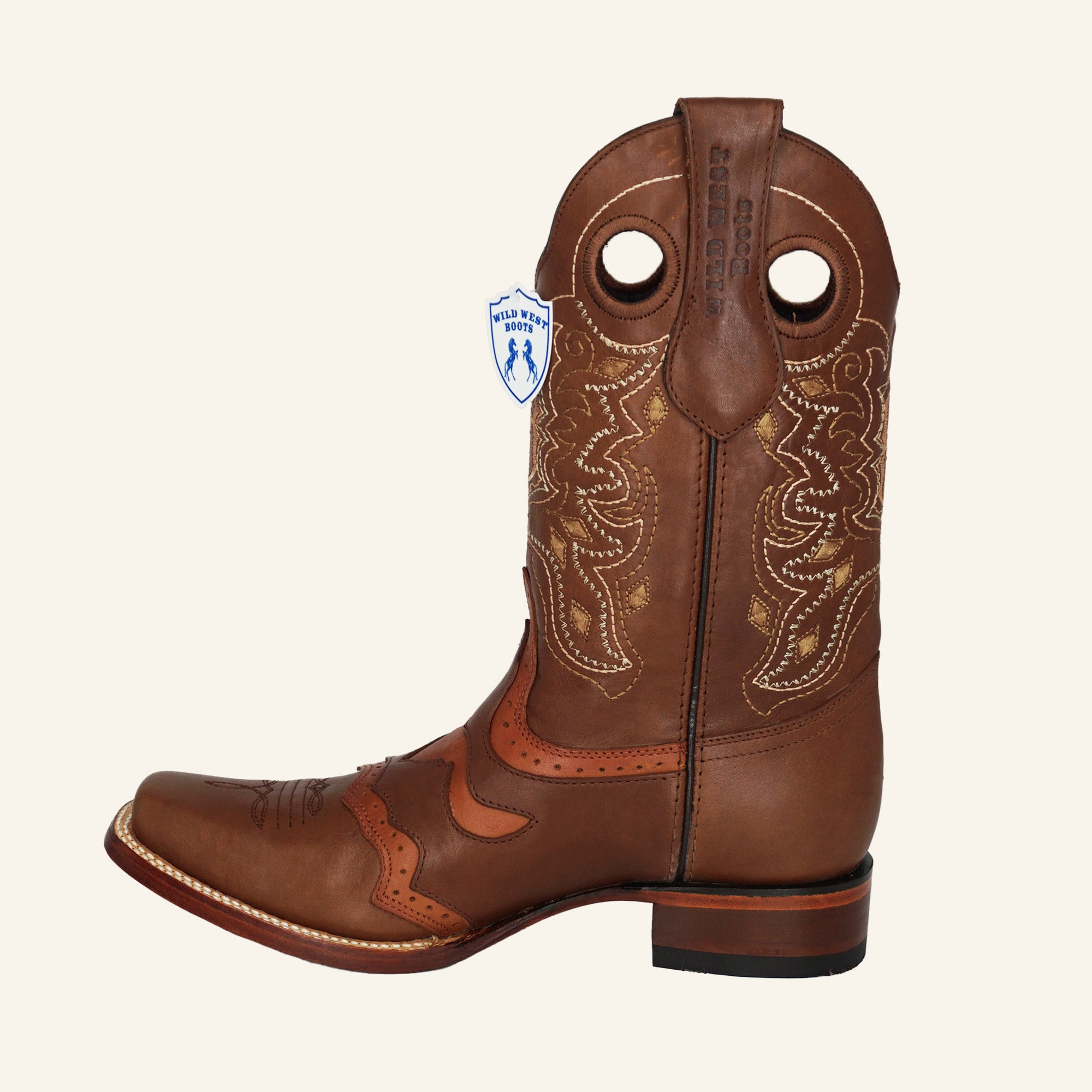 Wild West Boots Rodeo Square Toe Pull Up 81TC3807 - Brown
