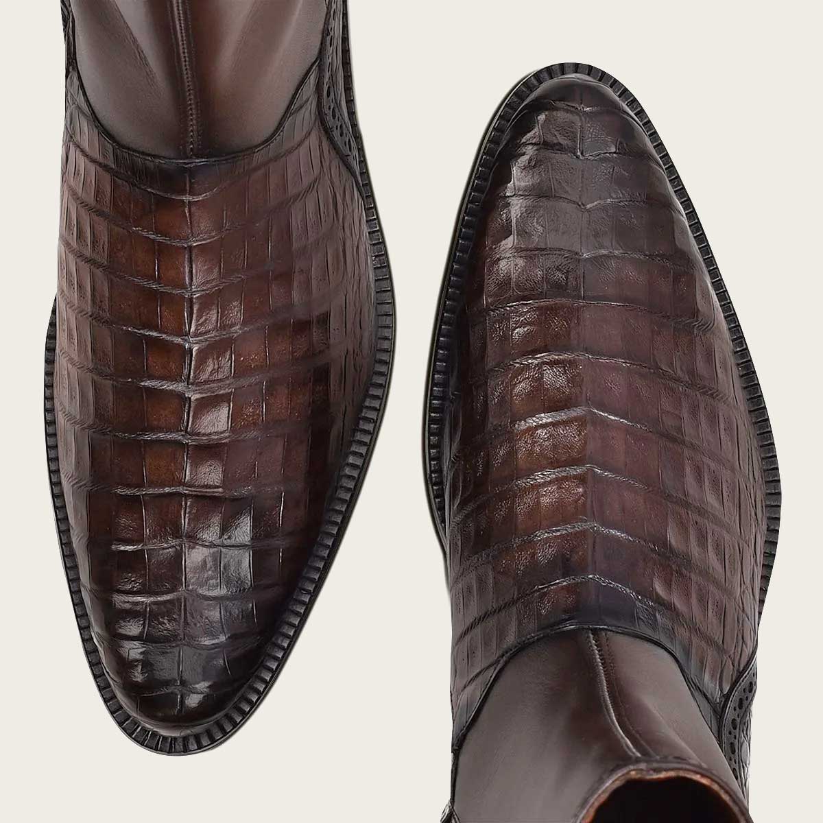 Franco Cuadra Men's Ternera Inca Caiman Short Boot with Zipper FC657 - Dark Brown